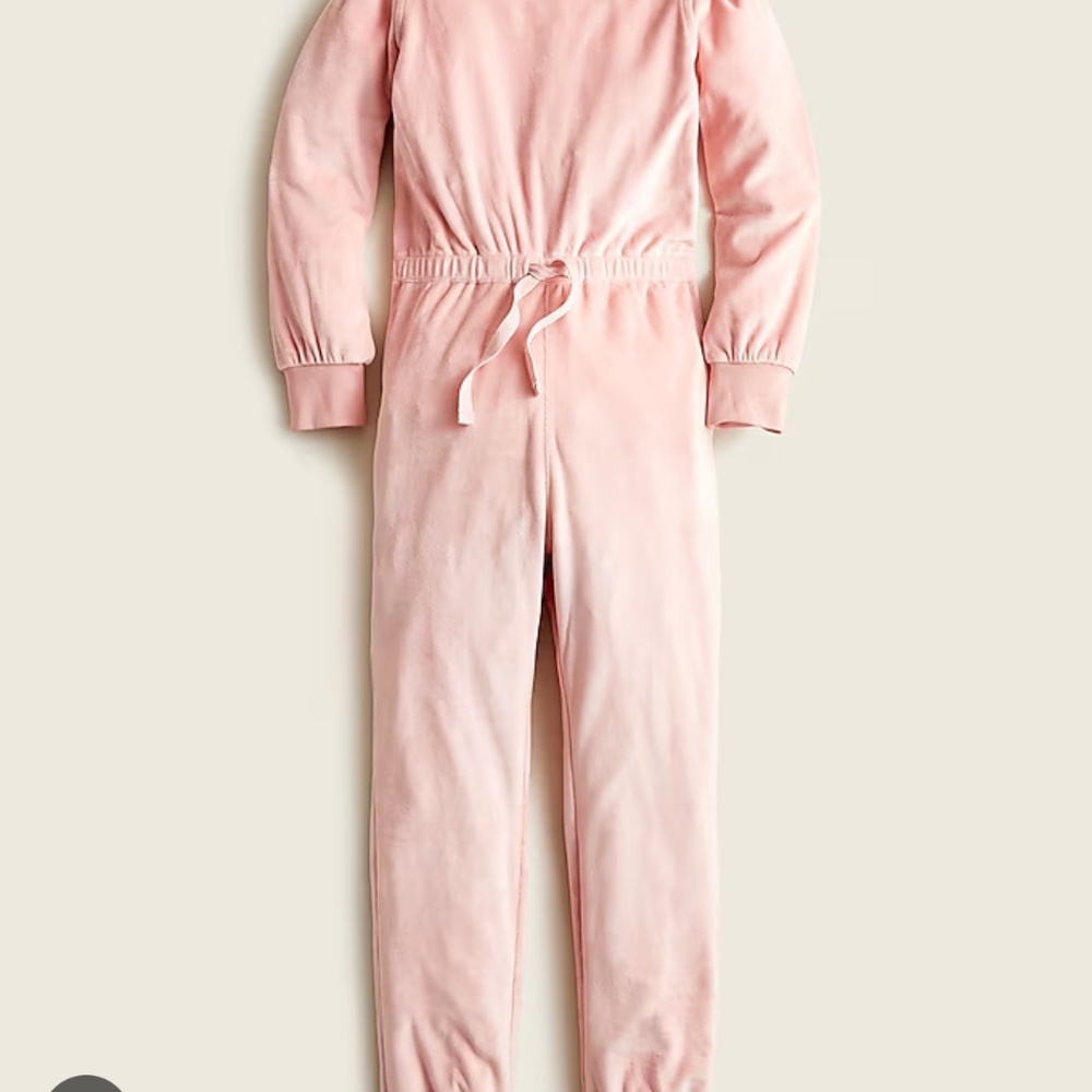 J Crew Girls Pink Velour Jumpsuit